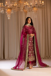 Majestic Magenta & Gold Embroidered Ensemble